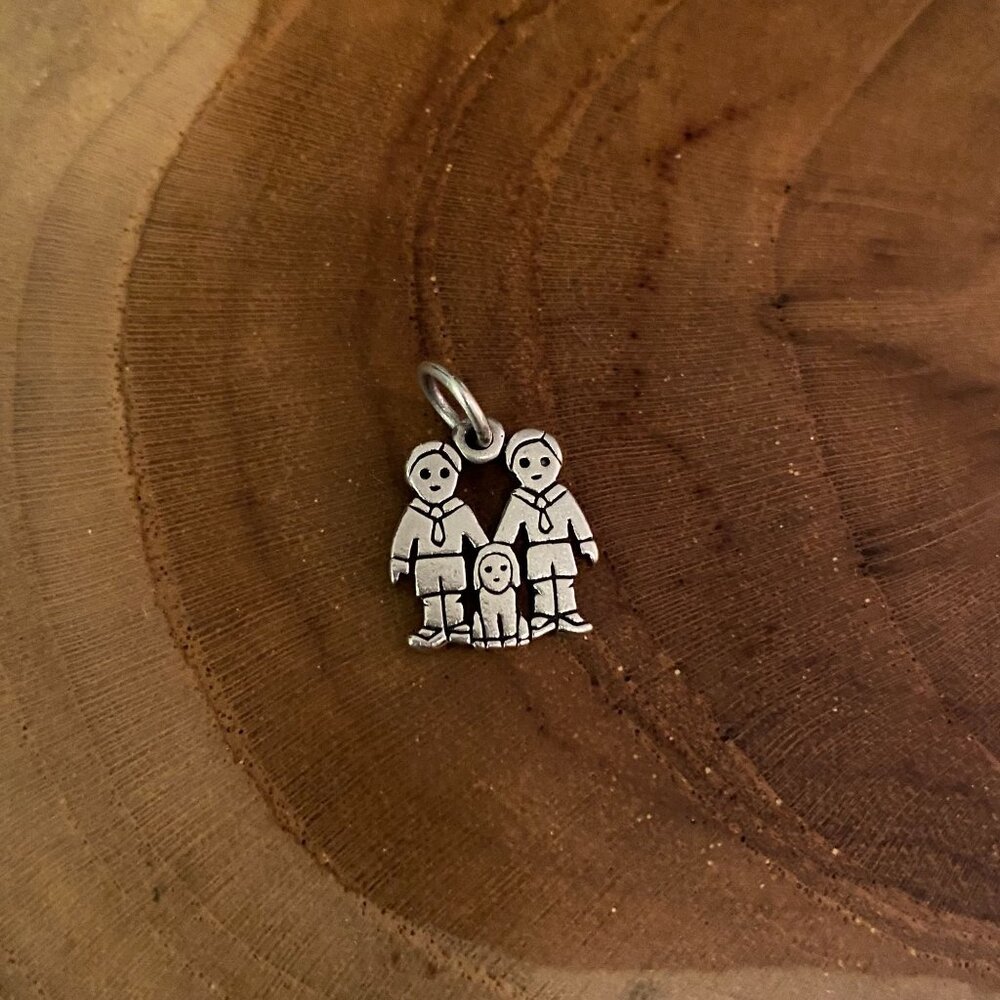 RETIRED James Avery Two Boys with Dog Charm, Sterling Silver